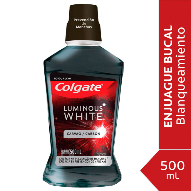 Colgate enjuague enjuague bucal luminos white carbón x 500 ml.