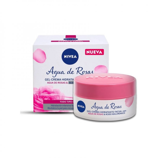 Nivea crema facial rose, hidratante con agua de rosas y ácido hialurónico x 50 ml.