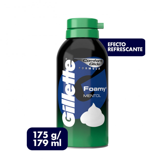 Gillette espuma para afeitar foamy mentol x 175ml.