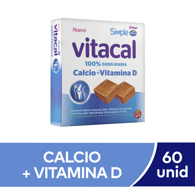 Simple vitacal, suplemento dietario a base de calcio + vitamina d, sabor dulce de leche x 60...