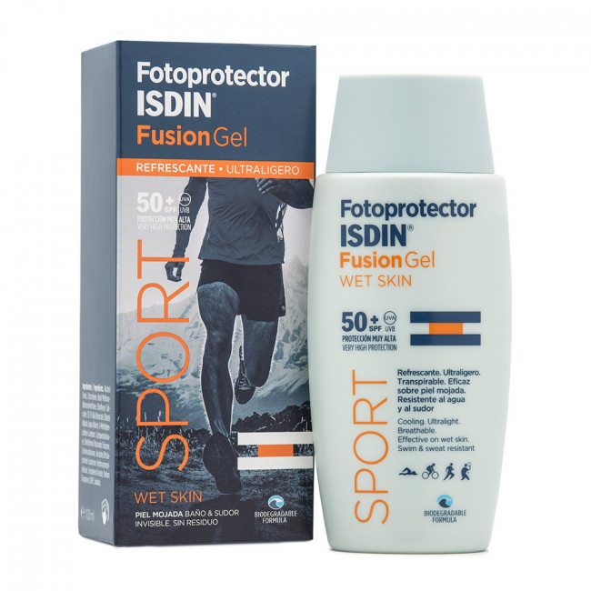 Isdin fotoprotector 50 fusion gel sport ideal para zonas pilosas, brazos, piernas y cuero...