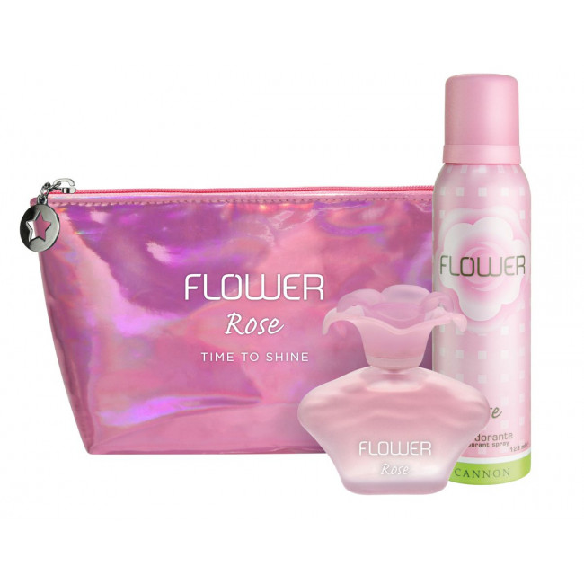Flower rose, kit que contiene eau de toilette + desodorante + neceser de regalo con notas de...