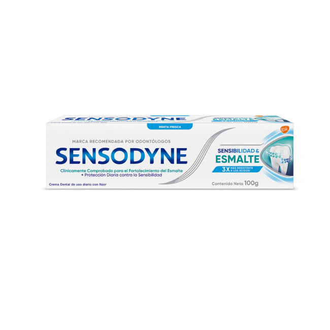 Sensodyne pasta dental sensibilidad y esmalte, clínicamente comprobada para el fortalecimiento...