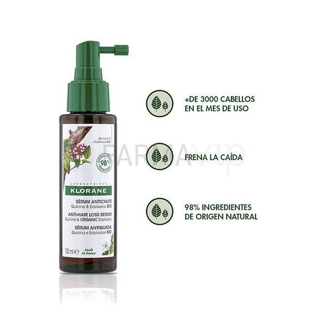 Klorane serum quinina, fortalece, frena la caída, redensifica y estimula el crecimiento del...