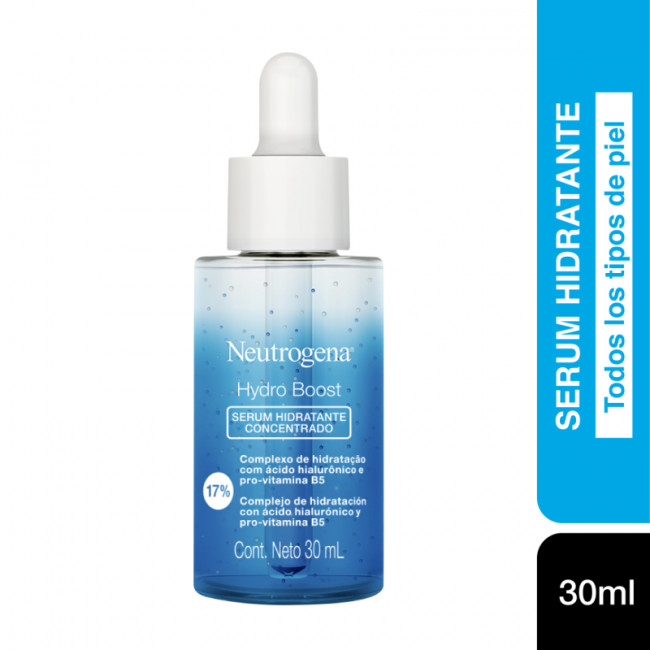 Neutrogena hydro boost serum hidratante concentrado con ácido hialurónico y pro-vitamina b5 x 30 ml.