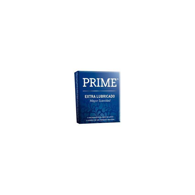 Prime preservativos extra lubricado x 3 unidades.