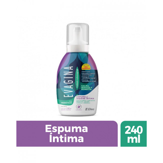 Evagina espuma de higiene íntima, que combina ácido hialurónico para hidratar cuando hay sequedad...