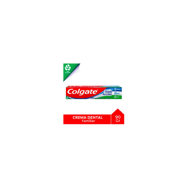 Colgate pasta dental triple beneficio, protección anticaries, extra blancura, aliento fresco x 90gr.