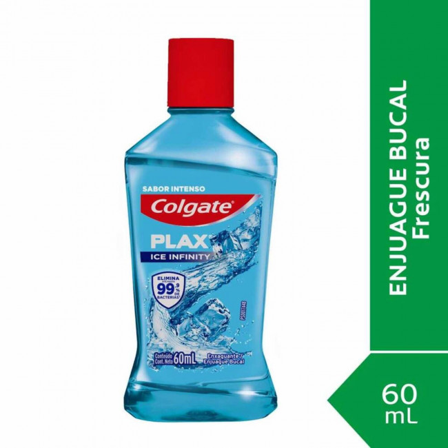 Colgate enjuague bucal plax ice clean mint mantiene 12 hs de defensa activa contra bacterias,...