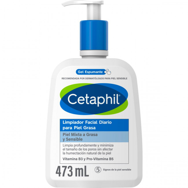 Cetaphil gel de limpieza para piel grasa, limpia profundamente sin resecar la piel x 473ml.