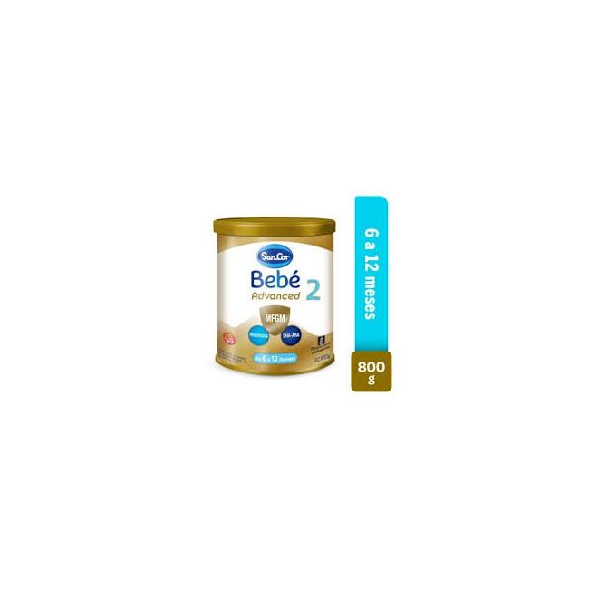Sancor bebe 2 advanced formula infantil de 6 a 12 meses, lata x  800gr.