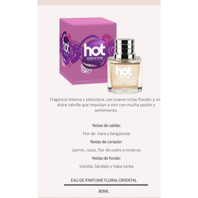 Plaisance hot sensation edp, aroma oriental, especiado, notas intensas, cálidas y dulces  x 80ml