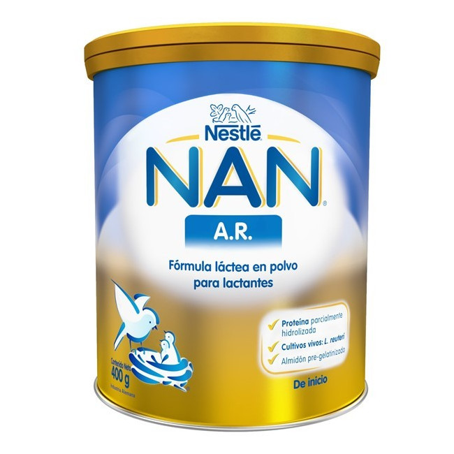 Nan A.R. leche recomendada para la alimentación de lactantes que presentan reflujo x 400 grs.