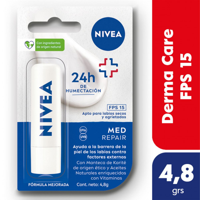 Nivea protector labial, apto para labios secos y agrietados con manteca de karite med fps 15