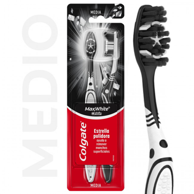 colgate cepillo max white carbon estrella pulidora ayuda a remover manchas superficiales 2x1