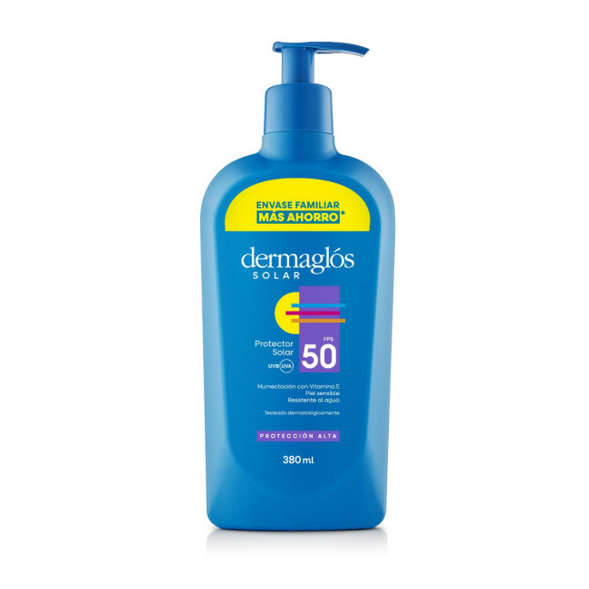 Dermaglos solar protector factor 50 emulsión envase familiar, alta protección, hidrata y nutre,...