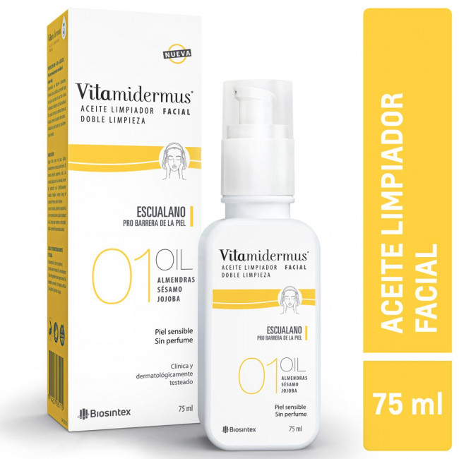 Vitamidermus aceite limpiador facial, limpieza profunda, cuidando la barrera de la piel, delicada...