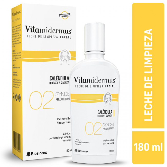 Vitamidermus leche de limpieza, remueve suavemente la suciedad, impurezas y oleosidad sin dañar...