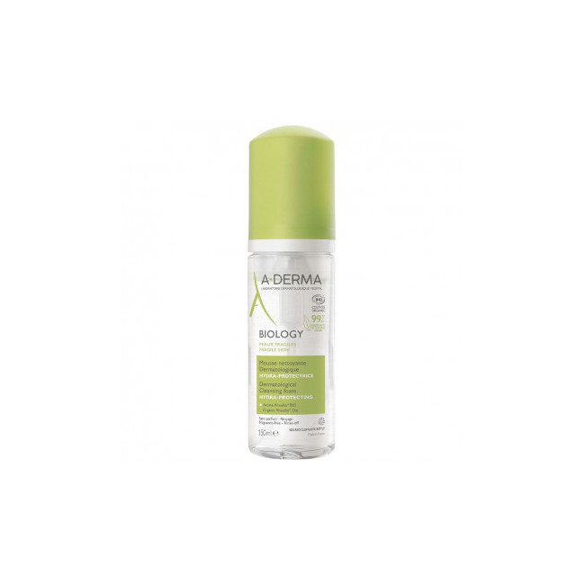 Aderma Biology espuma de limpieza, con certificado BIO que limpia y desmaquilla x 150 ml.
