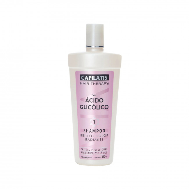 Capilatis shampoo ácido glicólico brillo y color para cabellos teñidos x 350 ml.