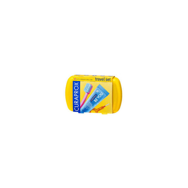 Curaprox travel set amarillo (cepillo+pasta+interdentales)
