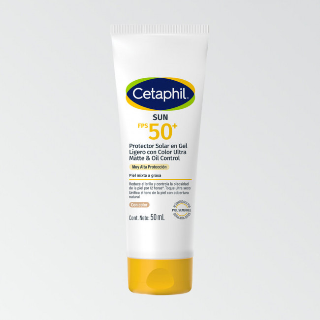 Cetaphil sun protector solar factor 50 oil control toque seco con color, reduce el brillo y...
