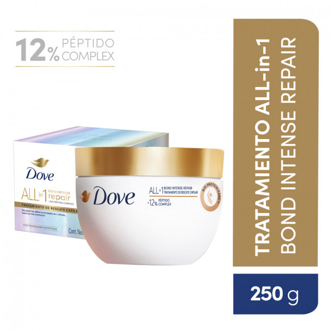 Dove máscara de rescate capilar bond intense repair para cabello muy dañado x 250 ml.