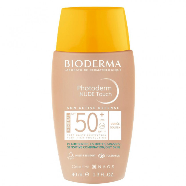 Bioderma Photoderm protector solar Nude touch factor 50 Doree, con filtros 100% minerales, reduce...