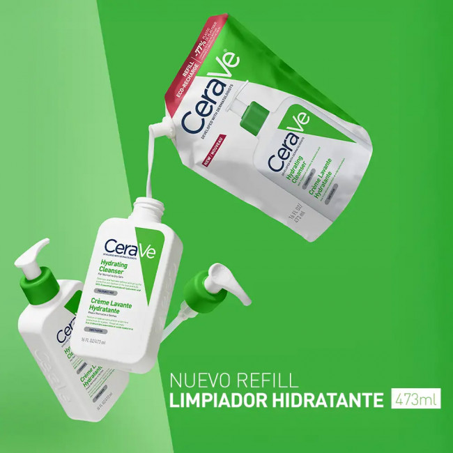 Cerave limpiador facial hidratante, sin alterar la barrera protectora natural de la piel, envase...