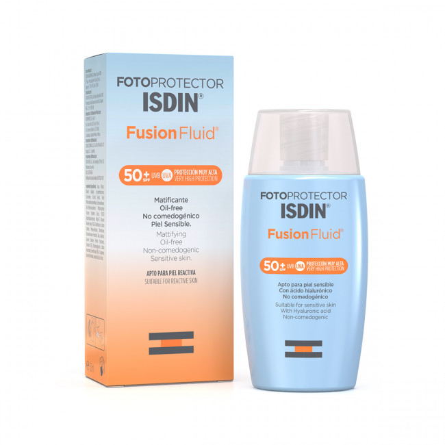 Isdin fotoprotector fusion fluído factor 50, textura ultra ligera, proporciona un acabado sin...