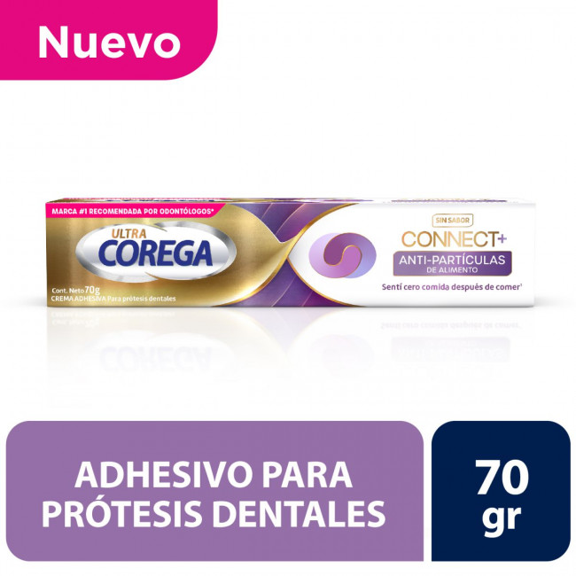 Ultra corega connect, adhesivo para protésis dentales, sentí cero comida después de comer x 70 grs.