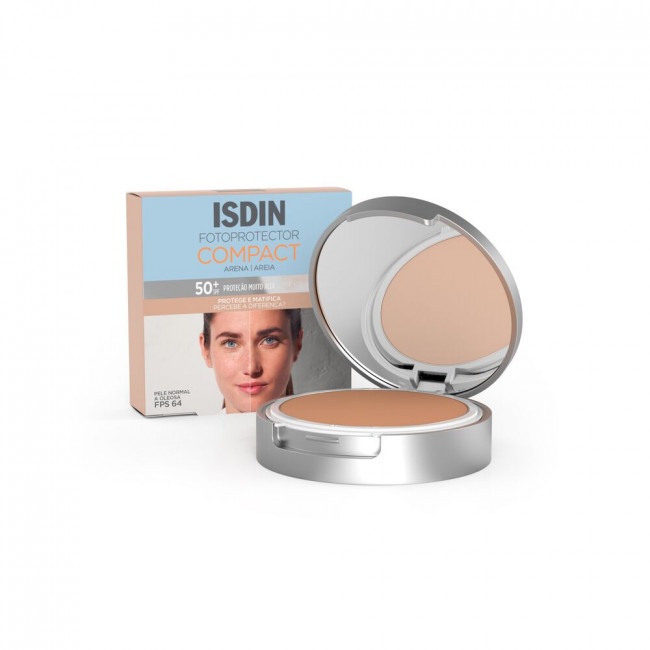 Isdin fotoprotector solar facial factor 50 compacto, protege y matifica, ideal para la piel mixta...