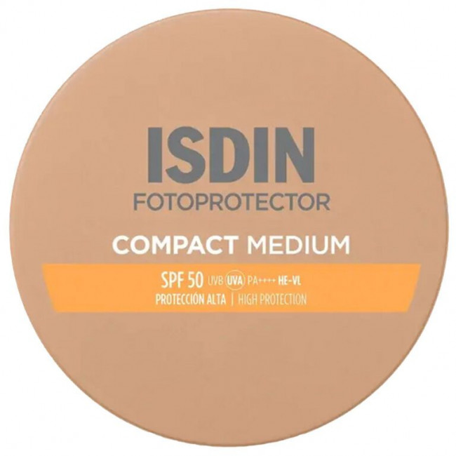 Isdin fotoprotector compacto color medium factor 50 para rostro, protege y matifica, ideal para...