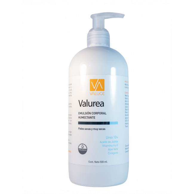 Valuge valurea urea 10% emulsión corporal hidratante para pieles secas y muy secas x 500 ml.