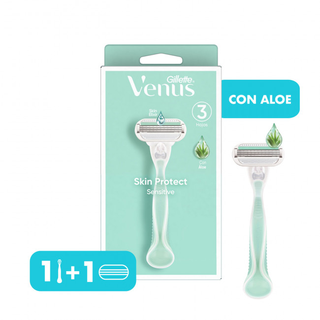 Gillette venus skin protect sensitive, máquina de afeitar con áloe vera x 1unidad