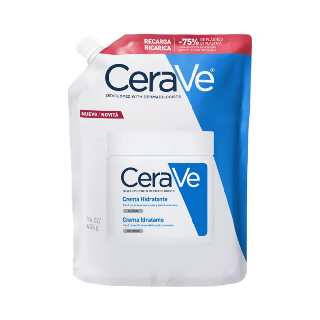 Cerave crema hidratante recarga, rica, no grasa y de rápida absorción para piel seca a muy seca x...