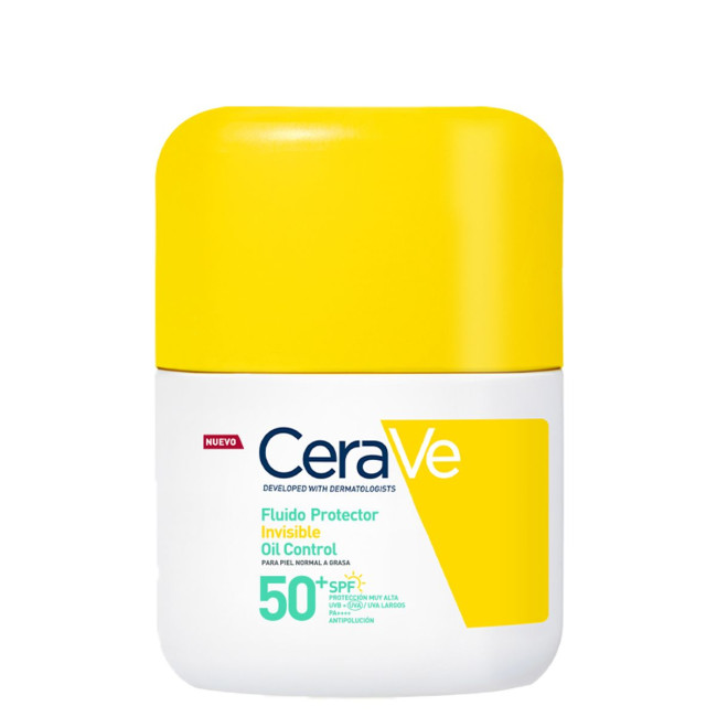 Cerave protector solar fluido invisible oil control factor 50 facial piel grasa sensible x 50 ml