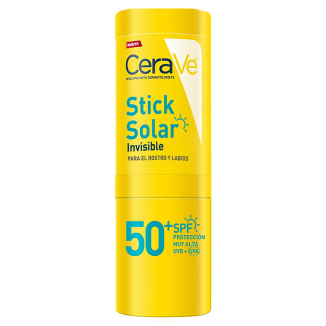 Cerave protector solar stick invisible factor 50, protección rostro y labios x 8 grs