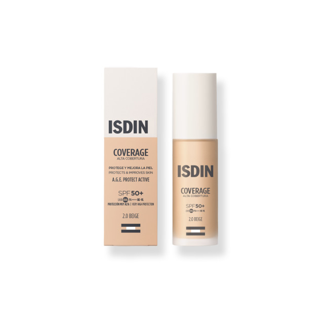 Isdin Coverage factor 50+ base de maquillaje antiedad con color tono 2 beige  x 30ml