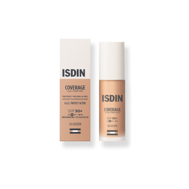 Isdin Coverage factor 50+ base de maquillaje antiedad con color tono 4 golden x 30ml
