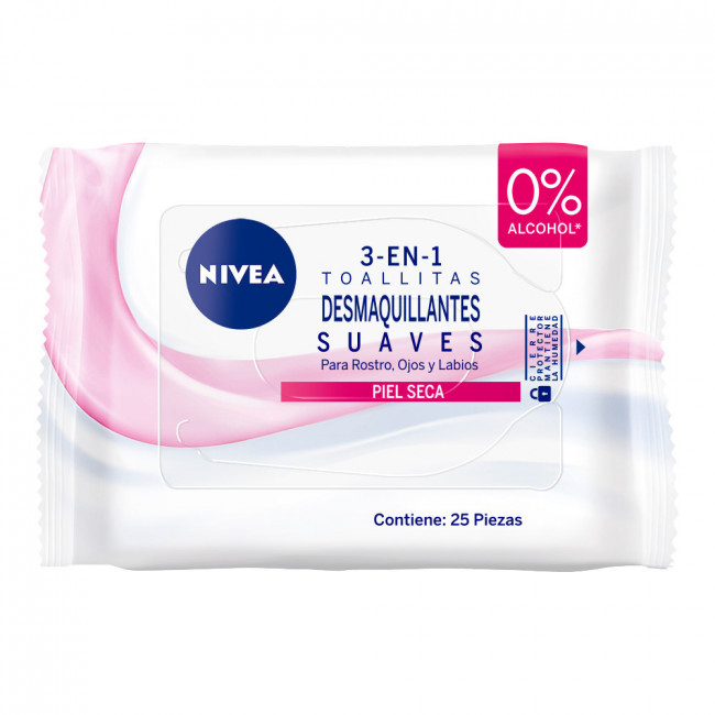 Nivea visage toallitas de limpieza facial suaves, para piel seca, remueven el maquillaje e...