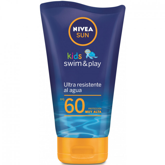 Nivea sun fps 60 niños swim & play formulado para la delicada piel de los niños, ultra resistente...