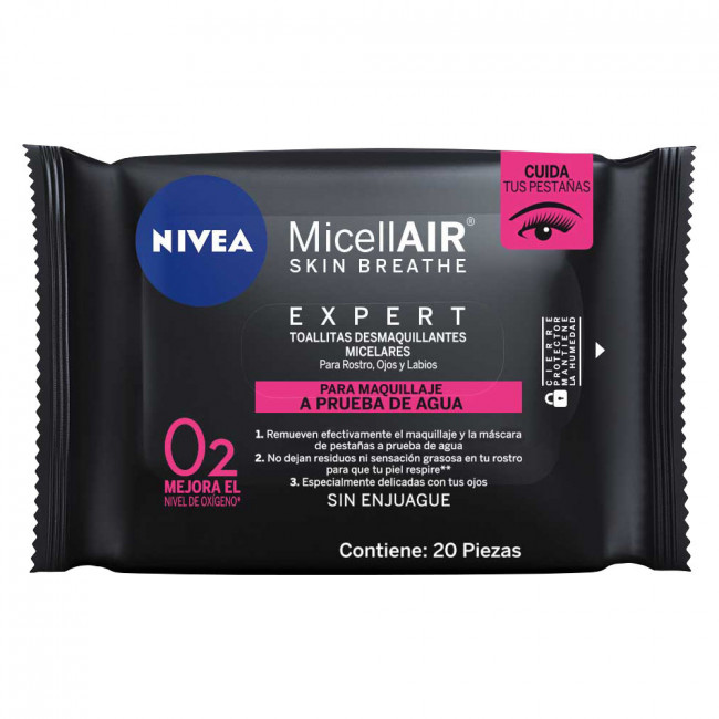 Nivea toallitas demaquillantes micelar x 20 unidades.