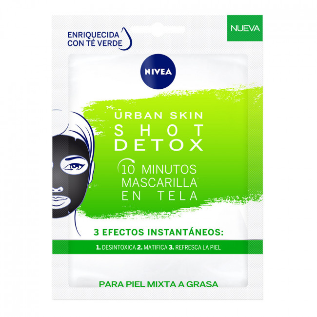 Nivea mascarilla urban skin detox, ideal para pieles mixtas a grasas  x 1 unidad.