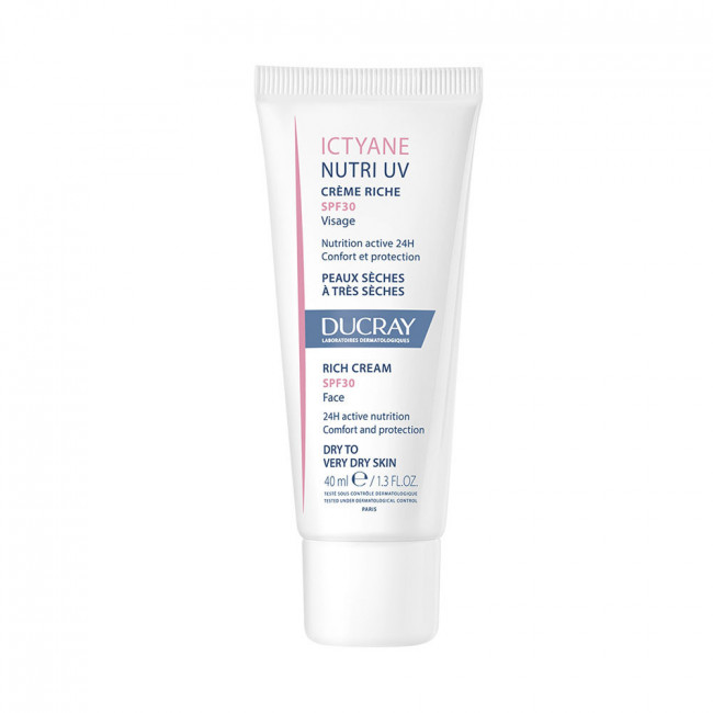 Ducray ictyane crema nutritiva hidratante facial con uv pieles secas x 40 grs.