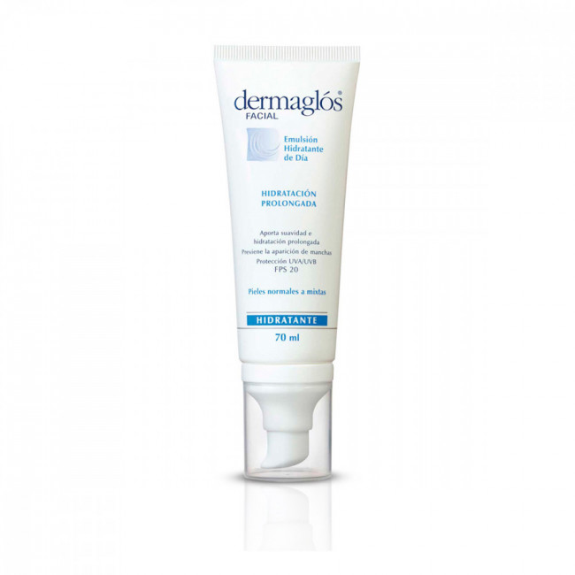 Dermaglos emulsión hidratante facial con factor 20, liviana es ideal para pieles normales con...