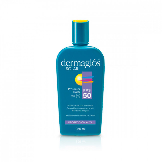Dermaglos solar protector factor 50 emulsión, alta protección, hidrata y nutre, resistente al...