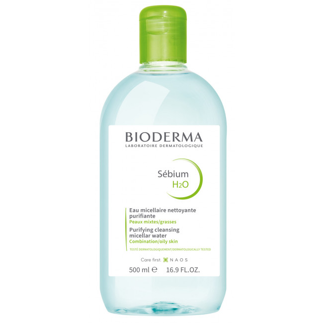 Bioderma sebium h2o agua micelar de limpieza facial para pieles con acné x 500 ml.