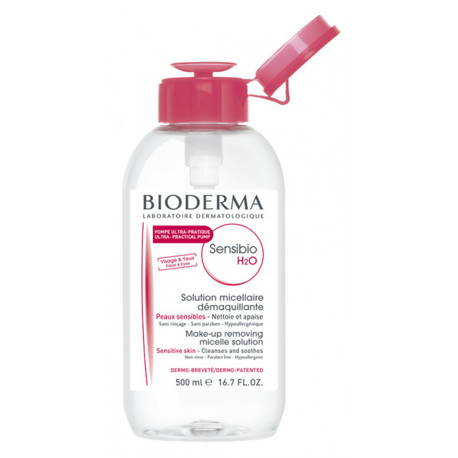 Bioderma sensibio h2o loción micelar de limpieza facial con pompa x 500 ml.