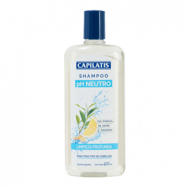 Capilatis shampoo hipoalergénico limpieza profunda ph neutro para todo tipo de cabellos x 420 ml.